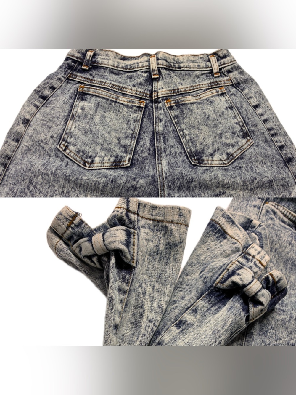 Vintage 80s 90s Lorielle Acid Wash High Waisted Mom Jeans Ankle Bows Made in USA